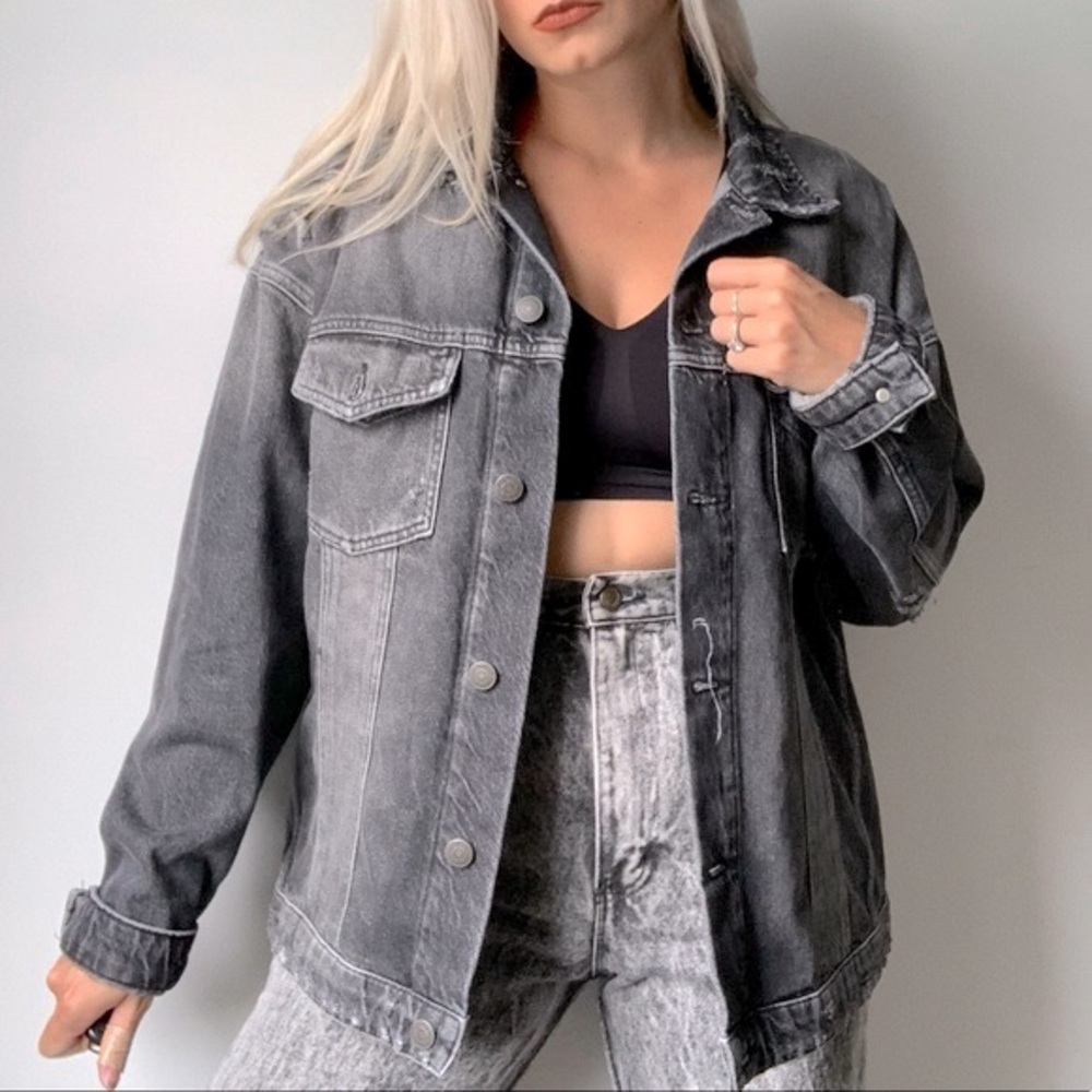 JACK & JONES | Acid Wash Distressed Denim Jean Jacket Coat